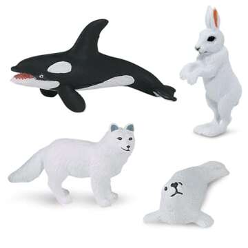 Safari Ltd Arctic TOOB With 10 Fun Figurines, Including A Harp Seal, Husky, Caribou, Arctic Rabbit, Killer Whale, Walrus, Arctic Fox, Beluga Whale, Igloo, And Polar Bear – For Ages 3 and Up