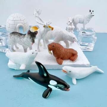 Safari Ltd Arctic TOOB With 10 Fun Figurines, Including A Harp Seal, Husky, Caribou, Arctic Rabbit, Killer Whale, Walrus, Arctic Fox, Beluga Whale, Igloo, And Polar Bear – For Ages 3 and Up