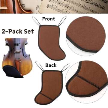 Eco Joy 2PK Violin Chin Rest (Extra Padded) | Violin Shoulder Rest, Soft Cotton Sponge for Violin 4/4 Full Size & 3/4 | Chin Pad for Violin and Viola (Brown, 2PK)