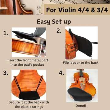 Eco Joy 2PK Violin Chin Rest (Extra Padded) | Violin Shoulder Rest, Soft Cotton Sponge for Violin 4/4 Full Size & 3/4 | Chin Pad for Violin and Viola (Brown, 2PK)