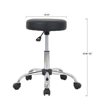 Amazon Basics Drafting Spa Bar Stool with Wheels, Height Adjustable Swivel, Black, 22.05" D x 22.83" W x 19.88" H