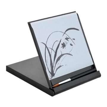 Mini Buddha Board Art Set: Water Drawing Writing Board w/ Mini Water Brush for Mindfulness & Meditation – Zen Based Drawing Board - Painting & Art Supplies – Ideal Relaxation Gifts (5” x 5”, Black)