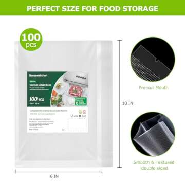 Bonsenkitchen Vacuum Food Sealer Bags - 100 Pint - BPA Free & Durable