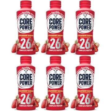 Fairlife Core Power High Protein Milk Shake, Natural Flavor Ready to Drink Protein Shake, The best Strawberry Protein Shakes, 14 fl oz , 26gm (Strawberry Banana flavor, Pack of 6 Bottles) protein, beverages, strawberries, FORBES PREMIER CARD INCLUDED!