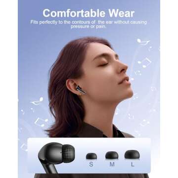 HUIFU Wireless Earbuds Bluetooth Ear Buds - 40H Playtime Stereo Bluetooth Headphones LED Display IPX7 Waterproof in-Ear Earphones with Mic Compatible with iPhone Android Phone, Black