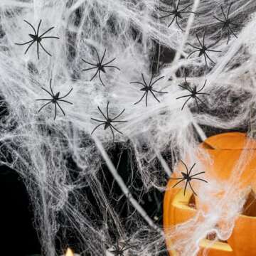 1400 Sqft Spider Webs Halloween Decorations, Super Stretchy Spider Webbing With 40 Fake Spiders, Large Spider Web for House Outdoor Indoor Garden Yard, Haunted Houses Prop, Scary Halloween Decorations