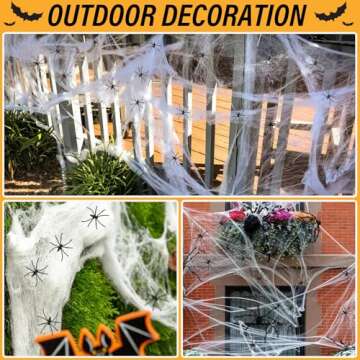 1400 Sqft Spider Webs Halloween Decorations, Super Stretchy Spider Webbing With 40 Fake Spiders, Large Spider Web for House Outdoor Indoor Garden Yard, Haunted Houses Prop, Scary Halloween Decorations