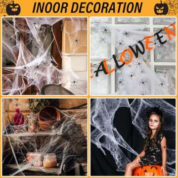 1400 Sqft Spider Webs Halloween Decorations, Super Stretchy Spider Webbing With 40 Fake Spiders, Large Spider Web for House Outdoor Indoor Garden Yard, Haunted Houses Prop, Scary Halloween Decorations