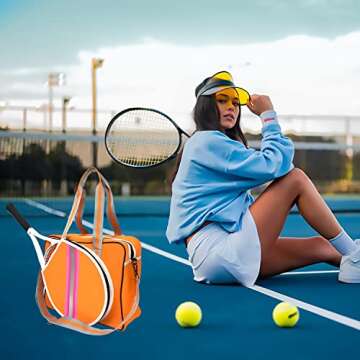 Tennis Tote Bag, Tennis Racket Shoulder Bag for racquet with a head size between 80 and 100 sq. inches, Large Pickleball Tote Bag with Zipper & Shoulder Strap for Badminton Racquet, Sport Tote for