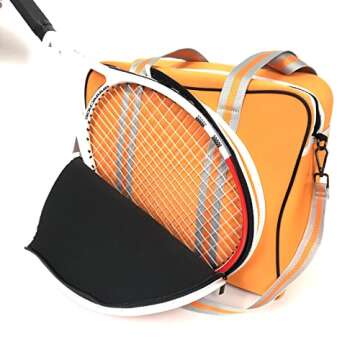 Tennis Tote Bag, Tennis Racket Shoulder Bag for racquet with a head size between 80 and 100 sq. inches, Large Pickleball Tote Bag with Zipper & Shoulder Strap for Badminton Racquet, Sport Tote for