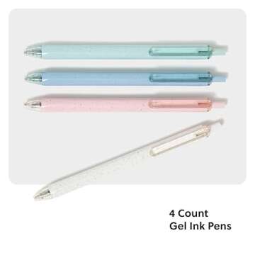 U Brands U-Eco Recycled Gel Click Pens, Set of 4, Pastel Speckle, Medium (0.7 mm) Point, Black Ink