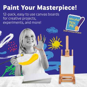 Artlicious Canvases for Painting - Pack of 12, 4 x 6 Inch Blank White Canvas Boards - 100% Cotton Art Panels for Oil, Acrylic & Watercolor Paint