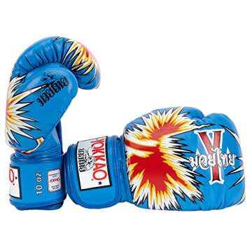 YOKKAO Design Breathable Muay Thai Boxing Gloves - Blue Nobility - 12oz