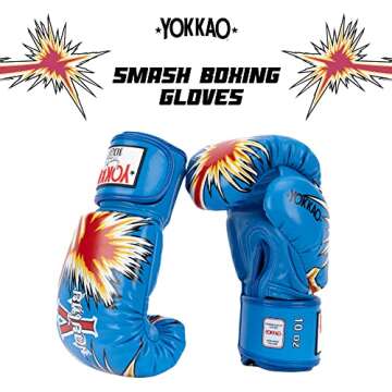 YOKKAO Design Breathable Muay Thai Boxing Gloves - Blue Nobility - 12oz