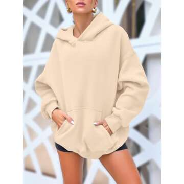 AUTOMET Oversized Sweatshirt for Women Fall Outfits 2025 Fleece Casual Hoodies Sweaters Long Sleeve Fashion Shirts with Pockets Apricot M