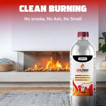 Bioethanol Fireplace Fuel 1 Liter - Clean Burning, Odorless, and Smokeless Bioethanol Fuel for Tabletop Fireplaces, Bio Ethanol Fuel for Table Top Fire Pit, Renewable Ethanol Fire Pit Fuel Burners