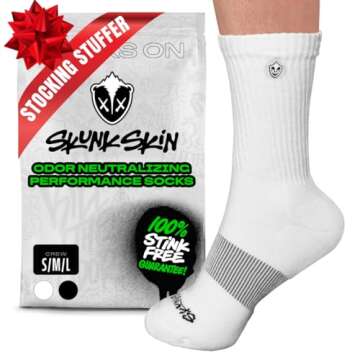 SKUNK SKIN Anti-Odor Crew Socks - Breathable Cotton Crew Socks, High-Cut Athletic No Odor Socks - Men & Women - Perfect for Everyday Wear and Travel - For Active Lifestyle - 1 Pair