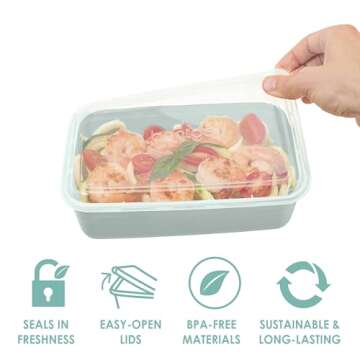 Bentgo 20-Piece Lightweight, Durable, Reusable BPA-Free 1-Compartment Containers - Microwave, Freezer, Dishwasher Safe - Mint