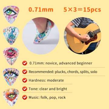 Cobahom Guitar Picks Set - 45 Premium Picks in Velvet Bag