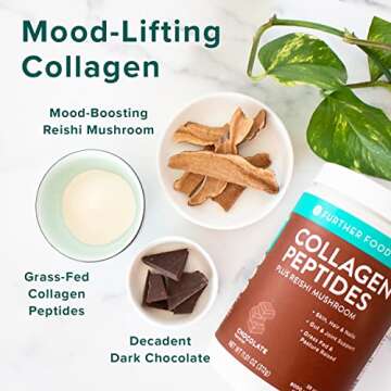 Further Food Chocolate Collagen Peptides Powder, Grass-Fed Pasture-Raised Hydrolyzed Type 1 & 3 Protein, Gut Health + Joint, Hair, Skin, Nails, Paleo Keto Sugar-Free (11.01 Ounces)