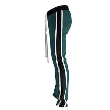 SCREENSHOT-S41706 Mens Hip Hop Premium Slim Fit Comfort Track Pants - Athletic Sport Fitness Color Block Fashion Urban Lifestyle Streetwear Bottoms-Green/Black-XLarge