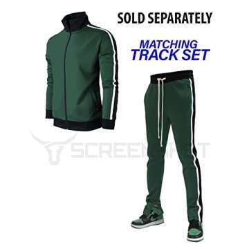 SCREENSHOT-S41706 Mens Hip Hop Premium Slim Fit Comfort Track Pants - Athletic Sport Fitness Color Block Fashion Urban Lifestyle Streetwear Bottoms-Green/Black-XLarge