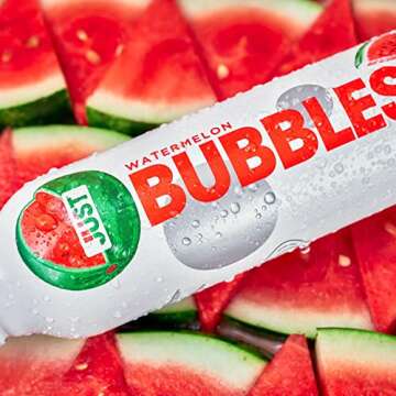 JUST Bubbles Watermelon - Pure Premium Sparkling Spring Water in a Fully Recyclable Reusable Eco-Friendly Bottle - 100% Mountain-Sourced Carbonated Water with Naturally Occurring Minerals, 16 Fl Oz