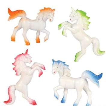 Rhode Island Novelty 3 Inch Vinyl Unicorns, One Dozen Assorted