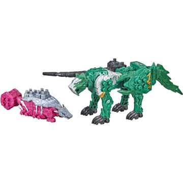 Power Rangers Dino Fury Pink Ankylo Hammer and Green Tiger Claw Zord Toys for Kids Ages 4 and Up Zord Link Mix-and-Match Custom Build System