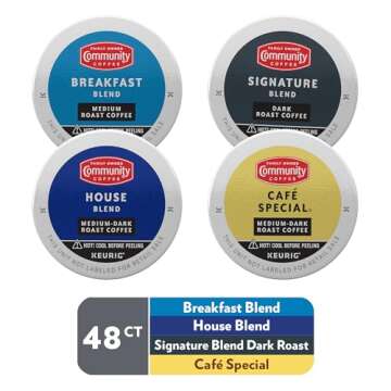 Community Coffee Variety Pack 48 Count Coffee Pods, Medium Dark Roast, Compatible with Keurig 2.0 K-Cup Brewers, 12 Count (Pack of 4)