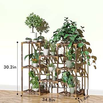 New England Stories Plant Stand Indoor, Outdoor Wood Plant Stands for Multiple Plants, Plant Shelf Ladder Table Plant Pot Stand for Living Room, Patio, Balcony, Plant Gardening Gift