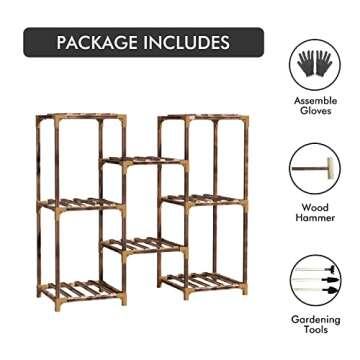 New England Stories Plant Stand Indoor, Outdoor Wood Plant Stands for Multiple Plants, Plant Shelf Ladder Table Plant Pot Stand for Living Room, Patio, Balcony, Plant Gardening Gift