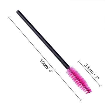 G2PLUS 100PCS Disposable Eyelash Brushes, Mascara Wands Applicator Makeup Kits, Eyelash Spoolies Brushes for Eyelash Extensions and Eyebrows (Rose)