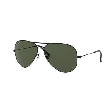 Ray-Ban RB3026 Aviator Large Metal II Sunglasses, Black/G-15 Green, 62 mm