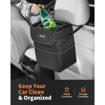 HOTOR Car Trash Can - Leak-Proof Organizer for All Vehicles