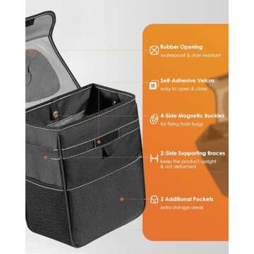 HOTOR Car Trash Can - Leak-Proof & Easy to Install