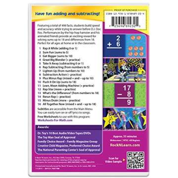 ROCK N LEARN Early Math DVD Collection: Addition & Subtraction Rap, Telling Time, Money & Making Change