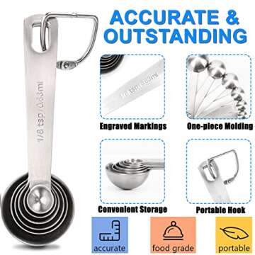 Stainless Steel Measuring Spoons Set of 6 - Accurate and Durable