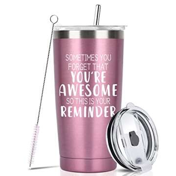 RioGree Christmas Birthday Gifts for Women Mom Wife Her Friends, 20 OZ Tumbler Cup with Straws Lids, Xmas Valentines Inspirational Stocking Stuffers for Best Friend Female Sister Daughter Coworker