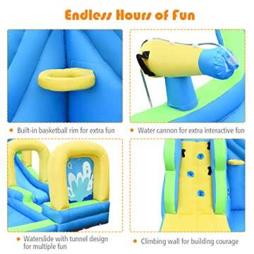 BOUNTECH Inflatable Water Slide, 16x12FT Mega Waterslide Park for Backyard w/Adventure Long Slide, Big Splash Pool, 750W Blower, Blow up Water Slides Inflatables for Kids Adults Outdoor Party Gifts