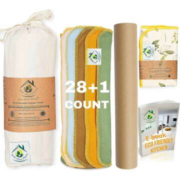 Reusable Paper Towels Washable Roll 29 Pack 12x11in, Reusable Baby Wipes, Washable Paper Towels Cloth, Paperless Paper Towels, Eco Friendly Paper Towels, Cloth Paper Towels, Reusable Napkins