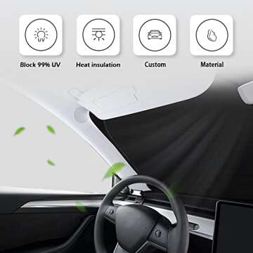 Foldable Sunshade for Car Windshield with Mirrors Cut-Out Design,99% UV Heat Shield Reflector Automotive Glass Cover,Keeps Cool for Car,Truck,SUV Interior (L(63''x33.5''))