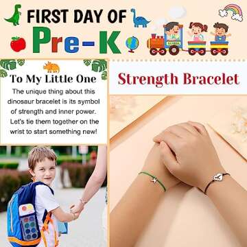 UNGENT THEM First Day of Preschool Pre k Mother Son Back to School Bracelet Mommy and Me Dinosaur First Day of School Bracelets Mom and Son Back to School Gifts for Kids Boys