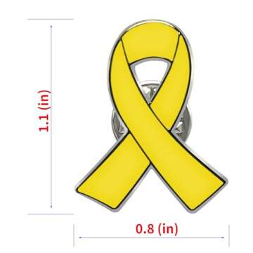 12/25/50/100 pieces Metal Yellow Ribbon Pin Awareness Ribbon Pin Bone Cancer Awareness Support Campaign Charity Donation Event Gift Accessories Brooch (25)