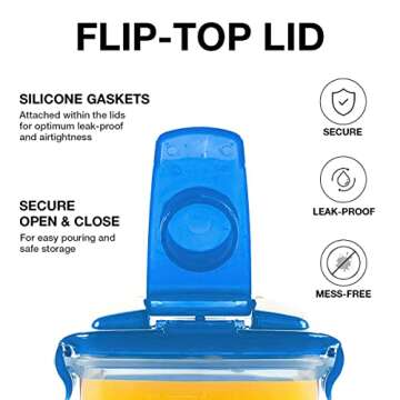 LocknLock Aqua Fridge Door Water Jug with Handle BPA Free Plastic Pitcher with Flip Top Lid Perfect for Making Teas and Juices, 2 QT, Blue (Pack of 5)