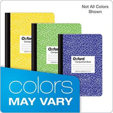 Oxford Composition Notebooks, Wide Ruled Paper, 9-3/4" x 7-1/2", Assorted Marble Covers, 100 Sheets, 12 per Pack, Colors May Vary (63794)