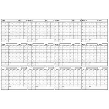 SwiftGlimpse 36x48 Large Jumbo Oversized Erasable Laminated Blank Annual Yearly Wall Calendar Poster, 12 Months, Reusable for Office, Academic, Home