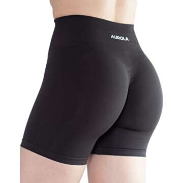 AUROLA Intensify Workout Shorts for Women Seamless Scrunch Short Gym Yoga Running Sport Active Exercise Fitness Shorts Seal Brown