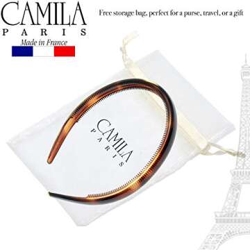 Camila Paris AD44 French Fashion Headband for Women, Very Flexible with Teeth for Strong Hold Grip, Women's Hairband, No Slip and Durable Styling Girls Hair Accessories, Made in France with Cellulose