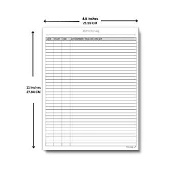 Activity Log Notepad, 60 Page Planning Pad to List a Task, Action or Contact. A Versatile Work Tool to Track Time & Organize Office Productivity. 8.5 X 11, A4 Sheets.